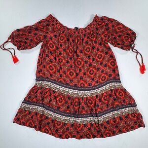 JETS by Jessika Allen Boho Paisley Off Shoulder Dress Women 6